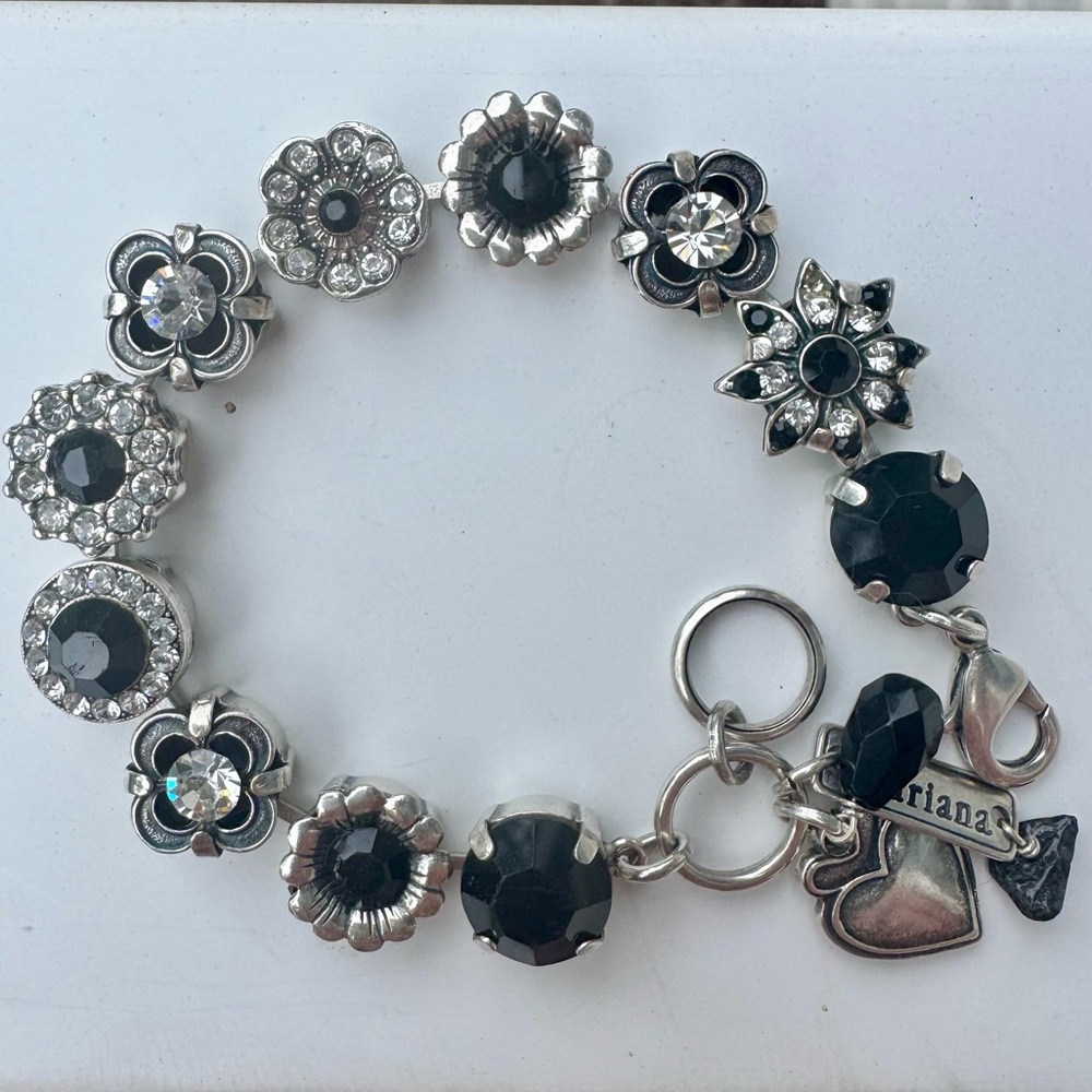 Mariana Black and Silver Charm Bracelet